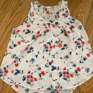 Floral white tank blouse